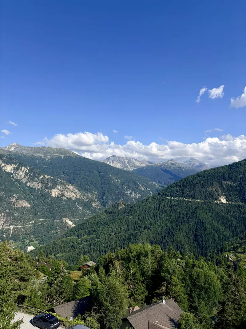 Vue sur le Val d’Anniviers et les sommets depuis l’appartement